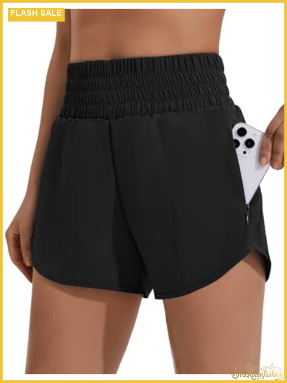 High Waisted Athletic Running Shorts with Zip Pockets